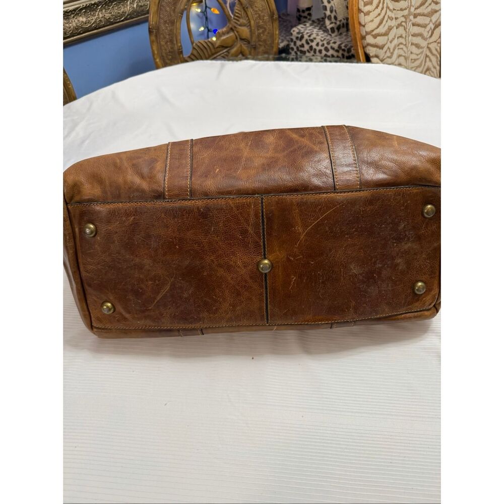 Patricia Nash Milano Distressed Brown Rugged Leather Carry On Duffle Bag - Picture 11 of 14